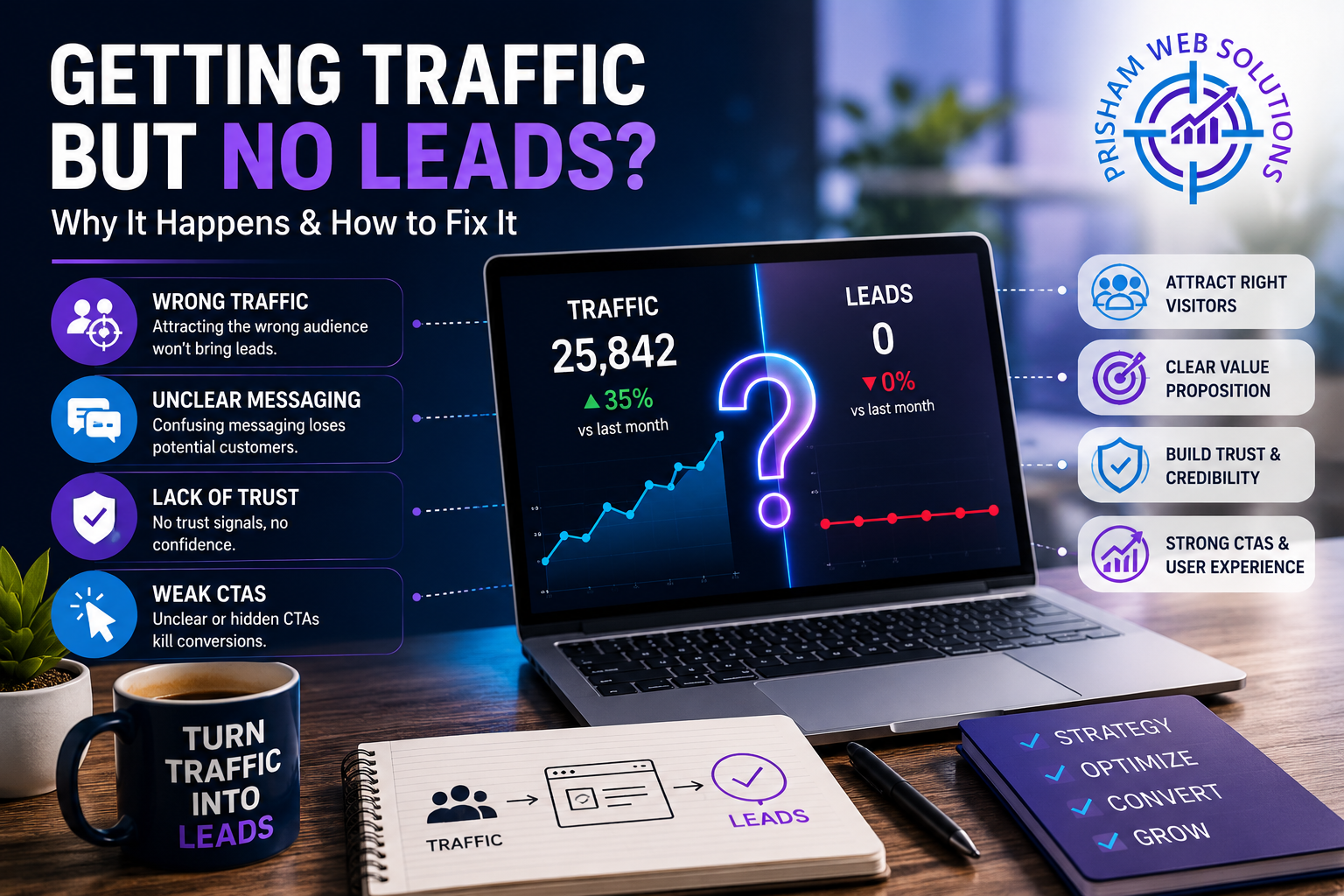 Why Your Website Gets Traffic But No Leads In 2026 (And How to Fix It)